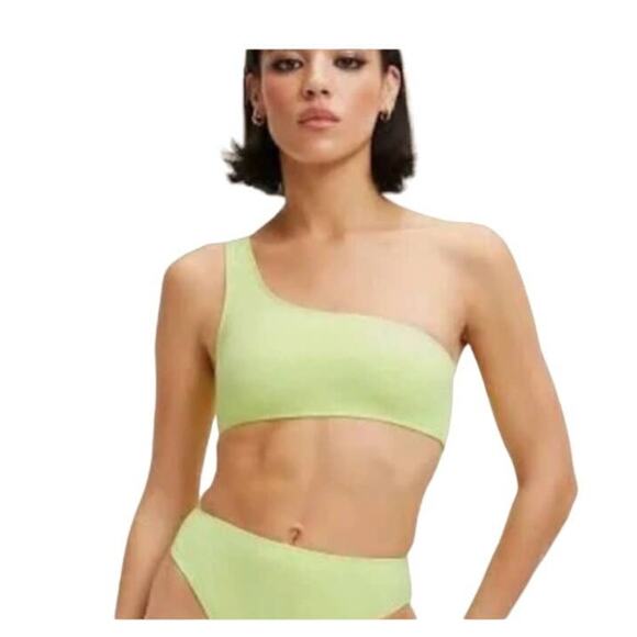 Good American Women’s One Shoulder Scuba Fit Bikini Swim Top - Picture 1 of 6